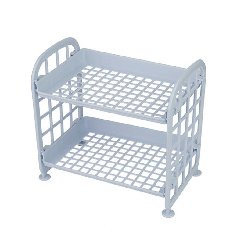 2-Tier Assembled Storage Shelf Plastic Seasoning Storage Rack Countertop Shelf for Kitchen Desk Countertop Organizer: Blue