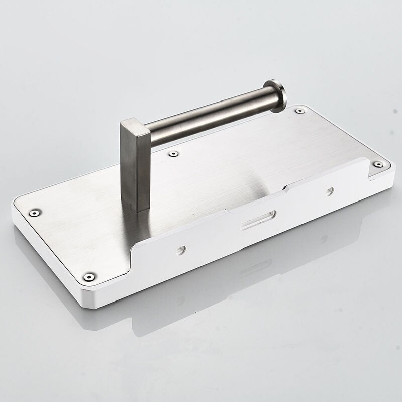 Uchwyt na papier biały żywiczny płyta i 304 ze stali nierdzewnej uchwyt na papier toaletowy półka na telefon stojak na telefon