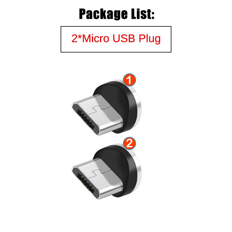 Adattatore di ricarica Micro USB magnetico rotondo per Huawei Honor 10i 20i 20 Lite 6A 6C 6X 7 7A 7C 7X 8A 8C 8S 8X Pro cavo Micro Plug: 2Pcs Micro-USB Plug