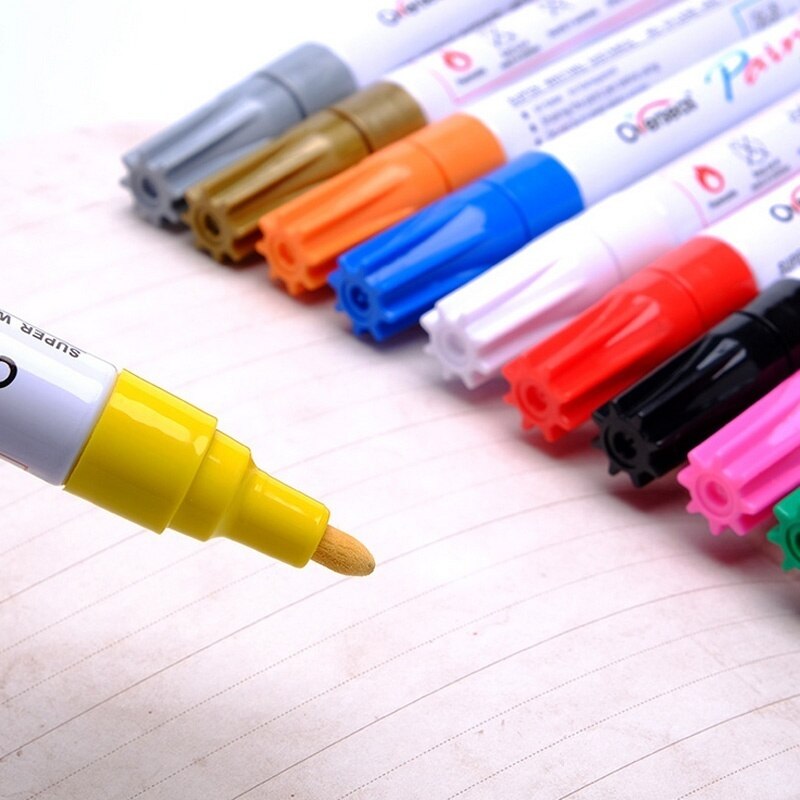 Diy Kleur Waterdichte Pen Auto Fietsband Steen Ei Houten Loopvlak Metalen Permanente Verf Mark Graffiti Vette Marker