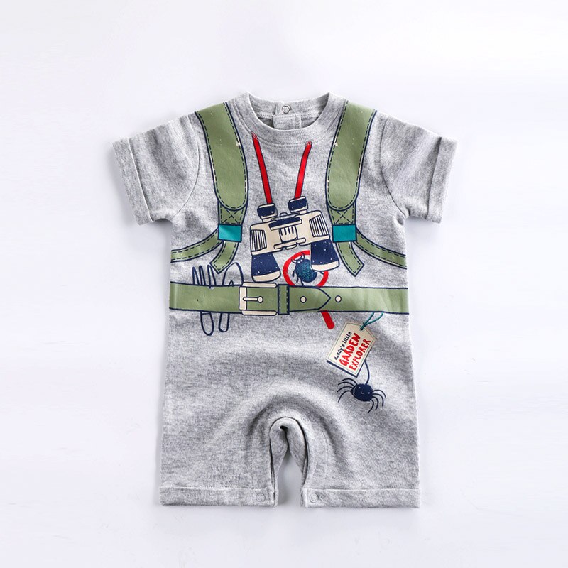 Roupas do bebê verão macacão de manga curta hatsuit arquivo aberto creeper para meninos algodão ao ar livre: MC 11093 / 9-12 Months 80