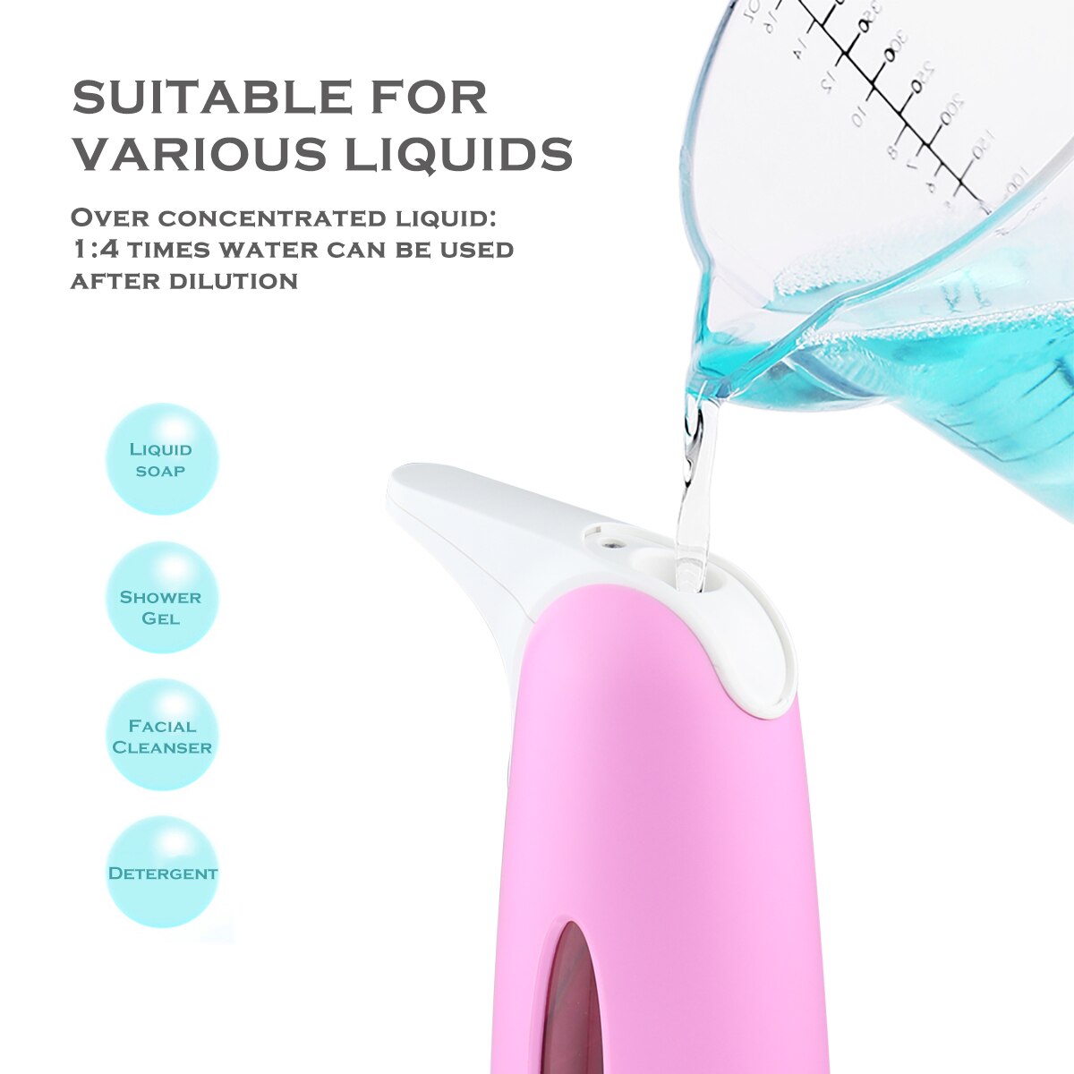 Distributeur automatique de savon sous forme de mousse, recharge USB, capteur infrarouge intelligent, désinfectant pour les mains, pour salle de bains et cuisine