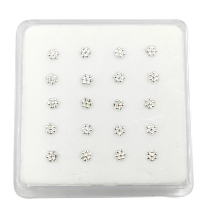 925 nasenstecker aus sterlingsilber mit blumenmotiv, 20 stück/packung: Silberkugel