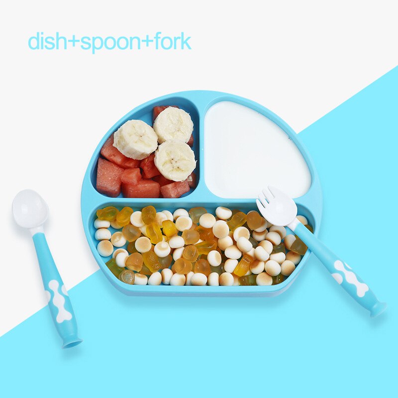 Xcqgh Food Grade Silicone Baby Kinderen Servies Schotel Vork Lepel Bib Set Babyvoeding Producten Plaat: style 4