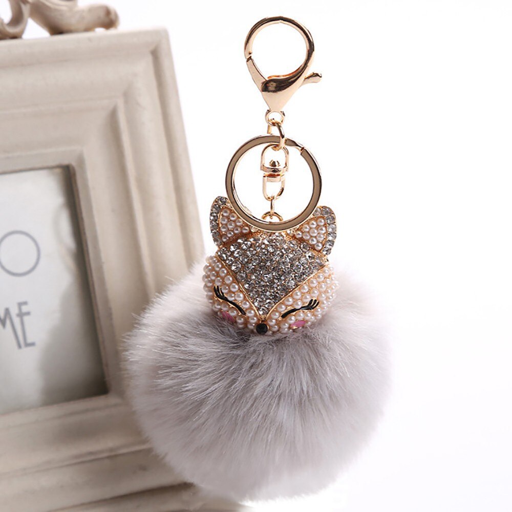 neue Kleine Fuchs Porte Clef Frauen Flauschigen Keychain Pompom Llavero Gefälschte Kaninchen Fuchs Pelz Ball Tasche Schlüssel Kette Chaveiro sleutelhange