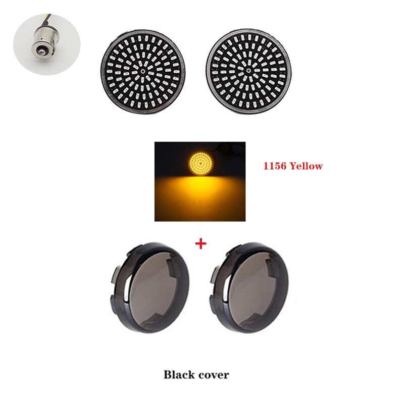 1 Paar Motorcycle Led Richtingaanwijzers Kit Voor Harley Road Glide Touring Sportster Met 1156 1157 Base Wit/Amber led Richtingaanwijzer: Yellow and Cover B