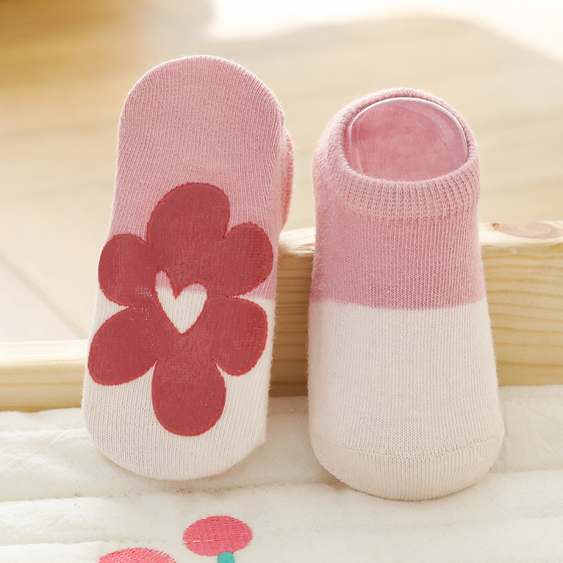 Calzini da pavimento antiscivolo traspiranti Warmom calzini da ragazzo per bambina calzini per bambini da interno calzini in cotone Color caramella calzini da sole: Red Flower / for 1-3year