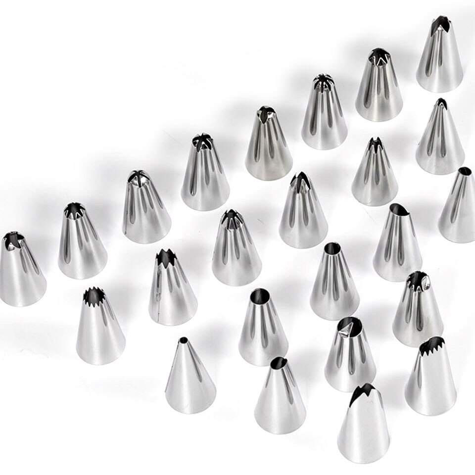 32 Piece Cake Decorating Supplies Tips Kits Stainless Steel Baking Icing Tips Nozzle with Pastry Bags