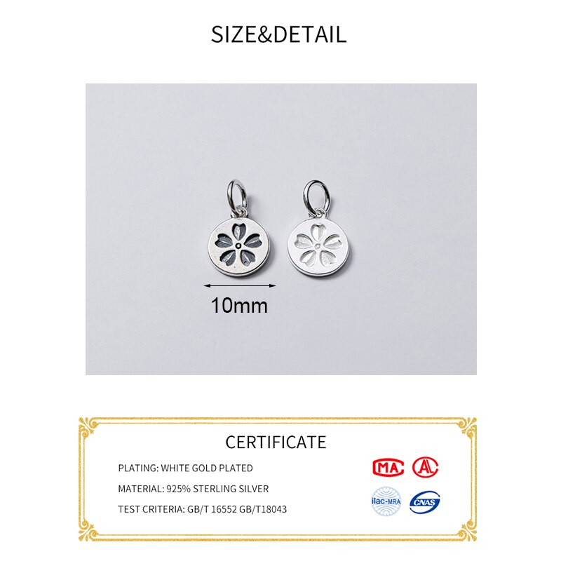 Meetsoft romantische 925 Sterling silber anhänger mit niedlichem blumenmuster, speziell für diy-handgefertigte halskettendekorationen