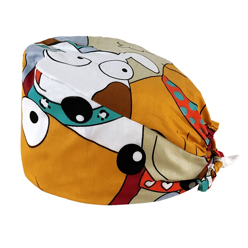 Cartoon dierenpatroon unisex matte petten laboratorium dierenwinkel werk verpleegkundige petten dokter en verpleegster katoenen chirurgische petten: 12081