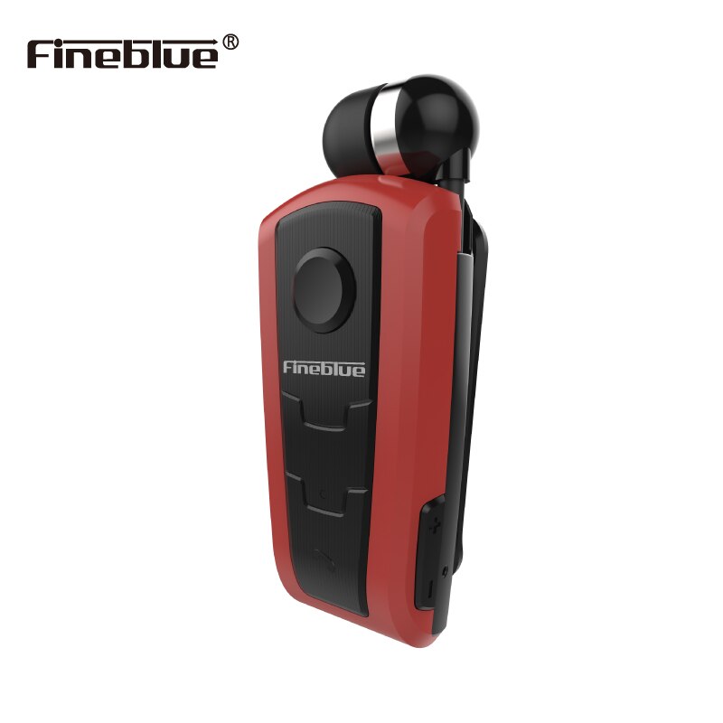 FineBlue F910 Bluetooth Headset - Clip-on, Vibration Alarm, Retractable Cord, Hands-Free Calling