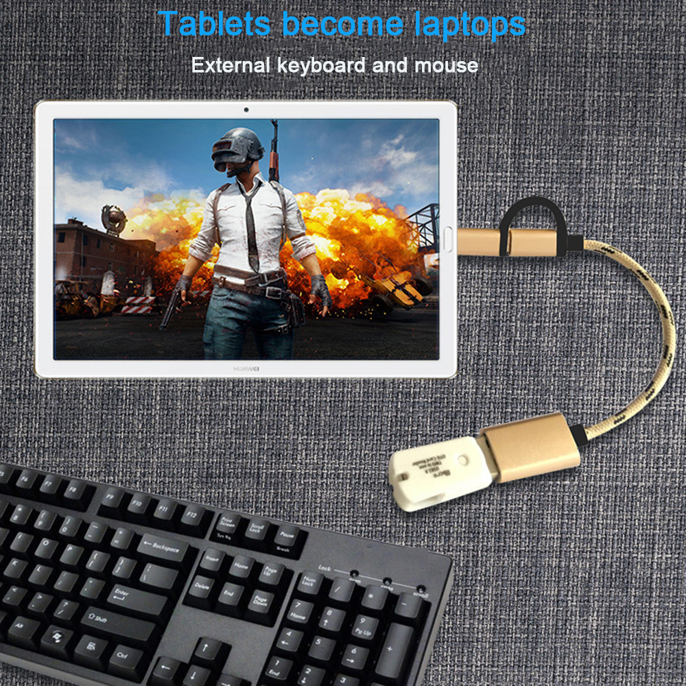 2-in-1 OTG Adapter Cable Suitable For Android TYPE-C Micro Usb 17CM For Xiaomi Huawei Letv Oppo Gampad Mouse