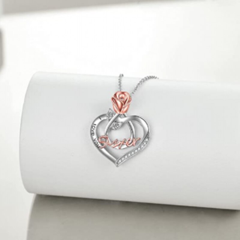 Exquisite Heart-Shaped Women&#39;s Necklace Sister Friendship Necklace Flower Pendant Christmas Commemorative