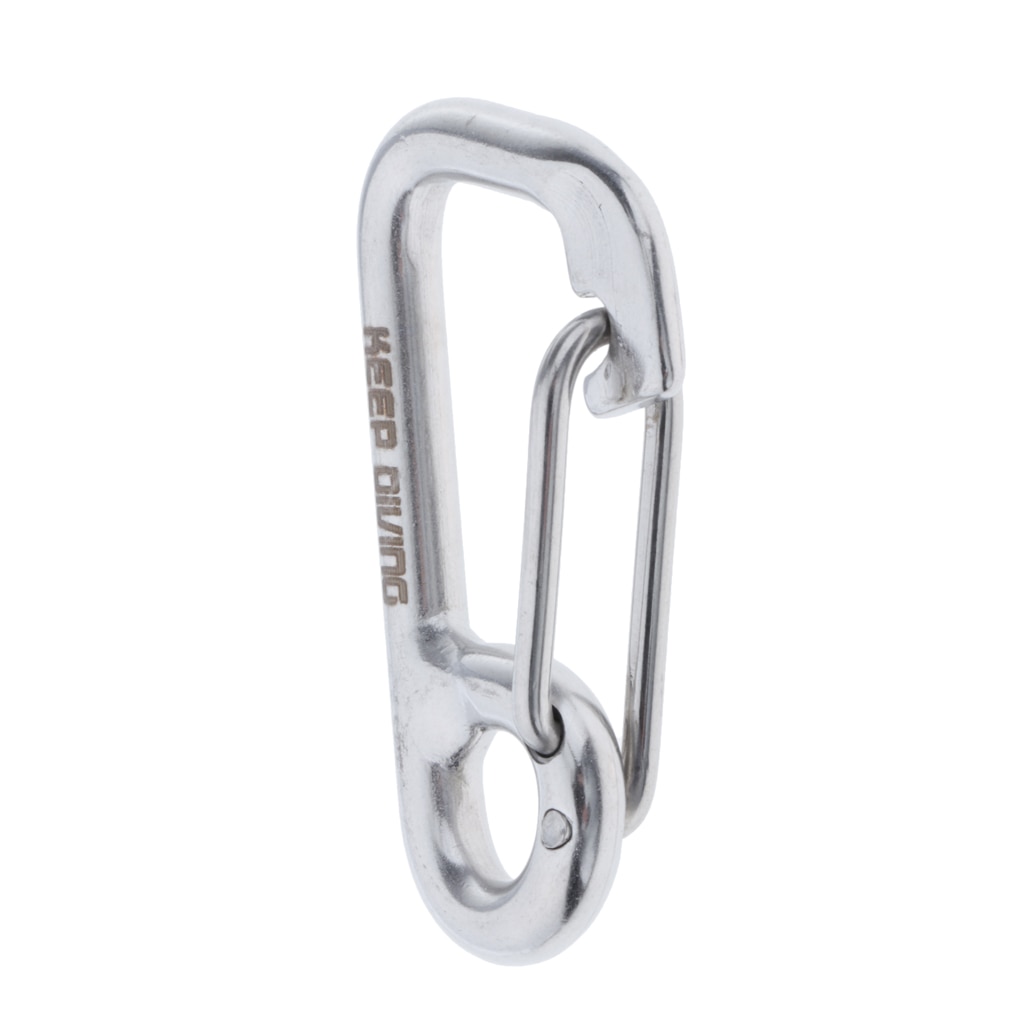 Rustfrit stål krog clip karabinhage låsering til dykning finger spole