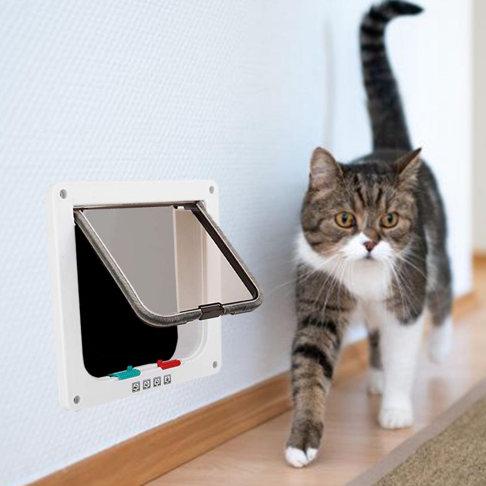 Cat Dog Door Sliding Controllable Lockable Pet Supplies With 4 Way Security Lock Flap Door Enter Freely Pretty Garden