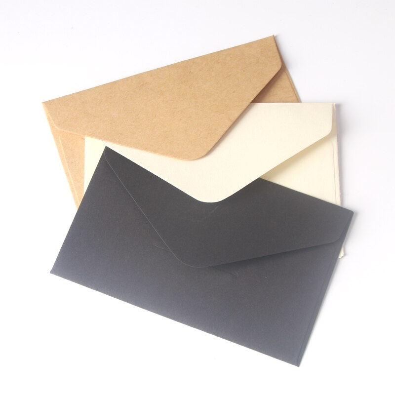 20 Stuks Klassieke Wit Zwart Kraft Blank Mini Papier Venster Enveloppen Huwelijksuitnodiging Envelop Cadeau Envelop