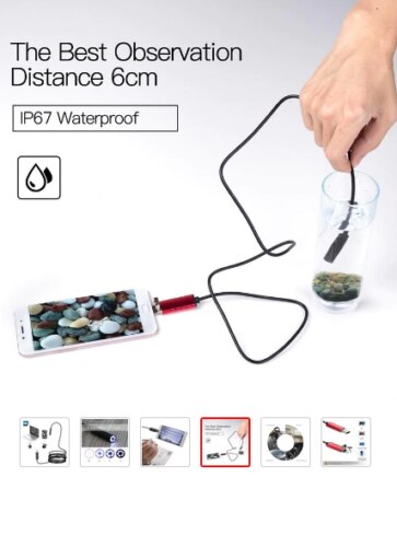 7Mm Endoscoop Camera Flexibele IP67 Waterdichte Micro Usb Inspectie Borescope Cam