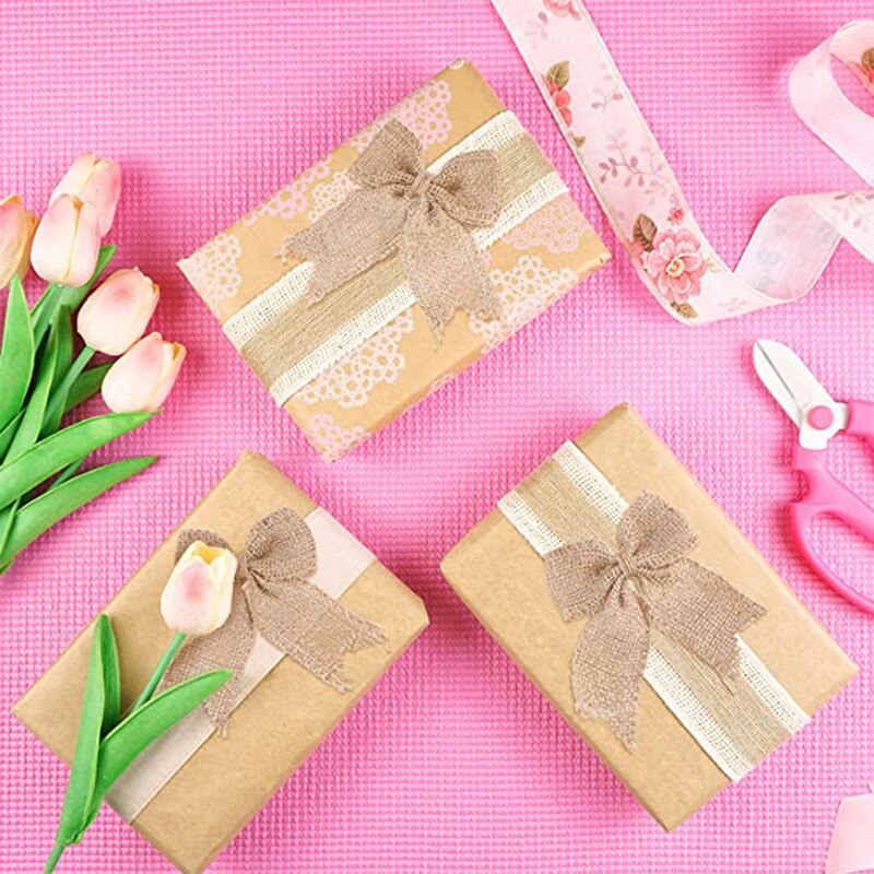 30 stuks jute strikken, jute strik knoop, handgemaakte jute voor kerstversiering, boom, festival, feestbenodigdheden