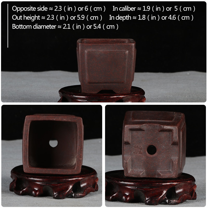 Mini pot à fleurs à sable violet | Petit pot à bonsaï, bassin non glaçure, pot de fleurs de jardin, YiXing: Mini-Old-red-06