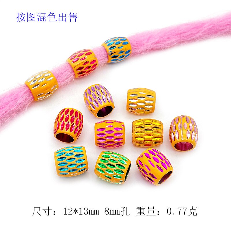 20 Stks/zak 14 Stijl Kleurrijke Big Hole Vintage Geschilderd Plastic Kralen Afrikaanse Haar Ringen Reggae Gevlochten Dreadlock Accessoires: L620-10