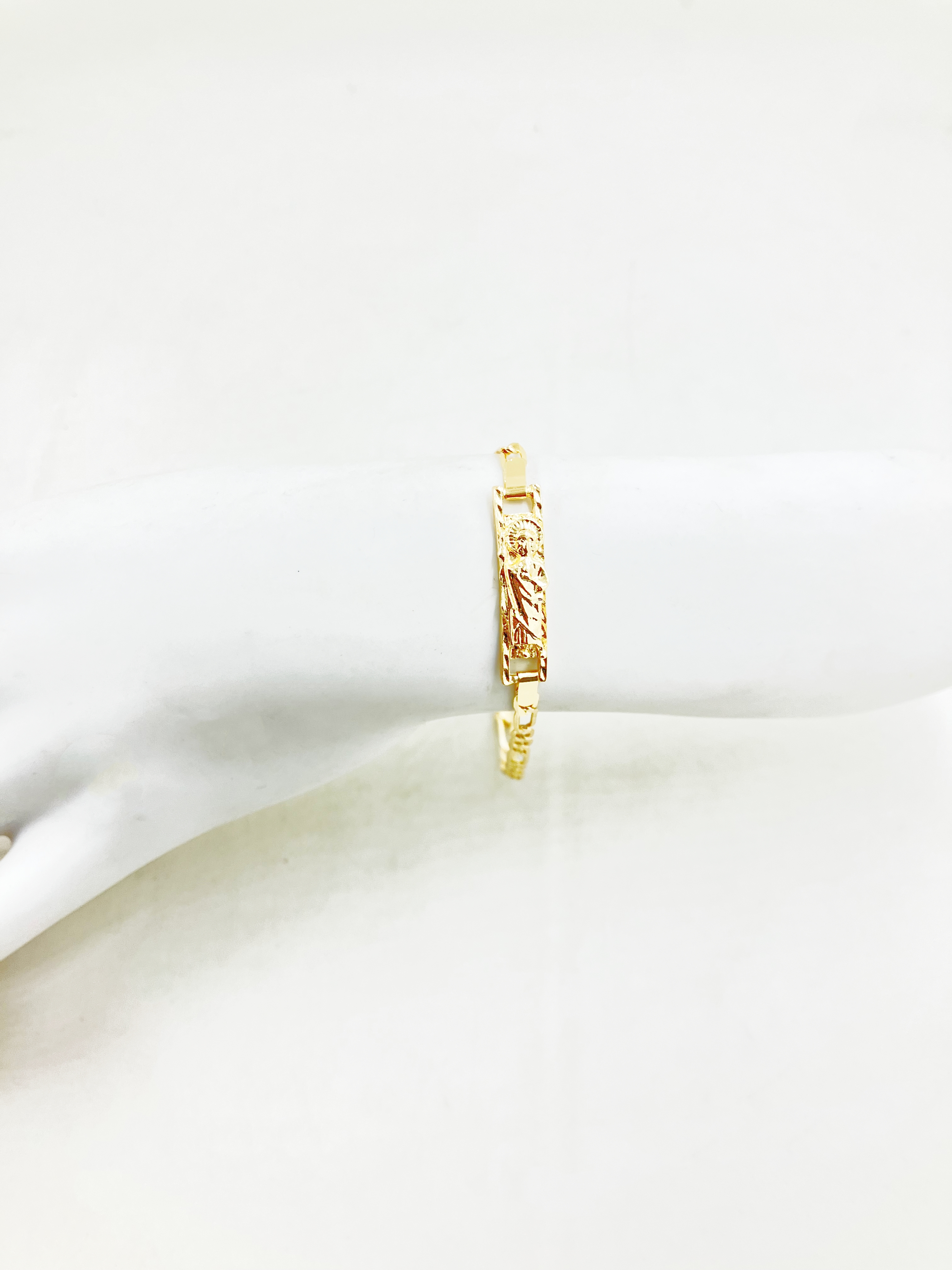 Simples e elegante pulseira fina feminina banhada a ouro St. Jude joias religiosas: 16.5 cm / Dourado