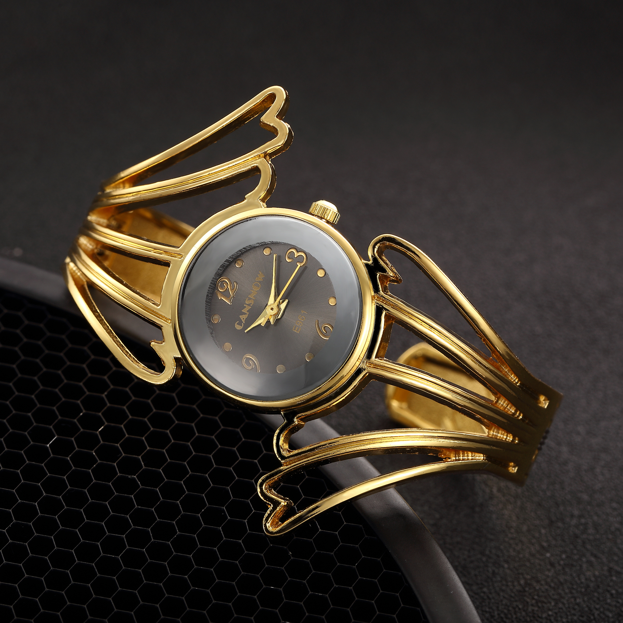 Women Dress Watches Luxury Special Wing Shape Ladies Rose Gold Bangle Bracelet Watch Simple Quartz Clock Relogio
