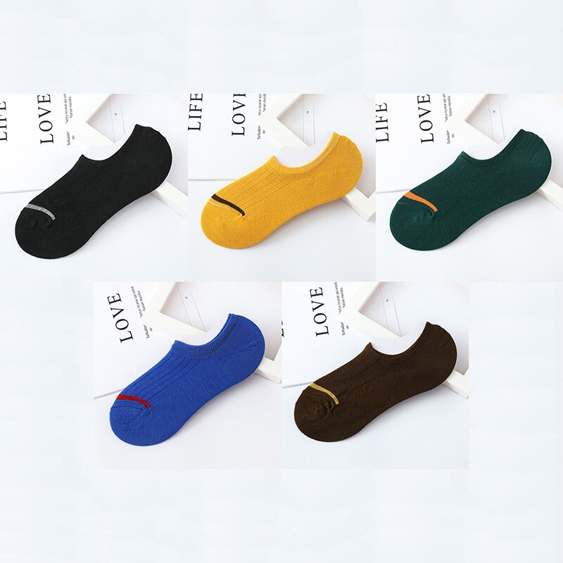 Calcetines náuticos Unisex para hombre y mujer, calcetín Invisible antideslizante de silicona, corte bajo, para primavera, verano y otoño, 5 pares, Size35-42: N multi color