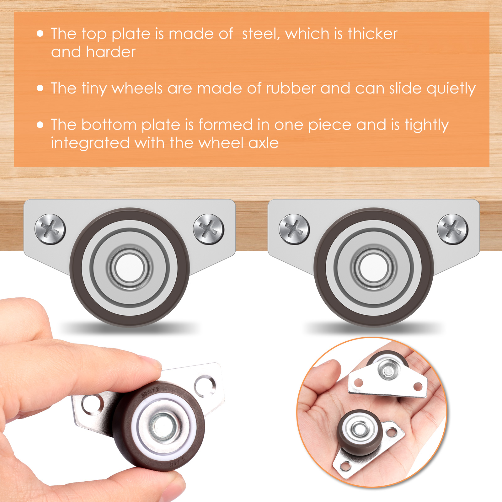 12 pièces roues de meubles roulette en caoutchouc maison protéger sol profil bas roulette serrée sécurisée pour bricolage tiroir de lit 1/1,25 pouces