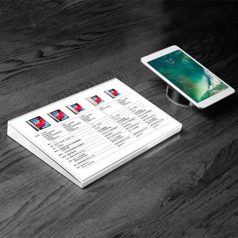 A4 Tabletop Beveled Square Acrylic Sign Holder Stand Mobile Cellphone Price Tag Advertising Picture Display Stand Frame