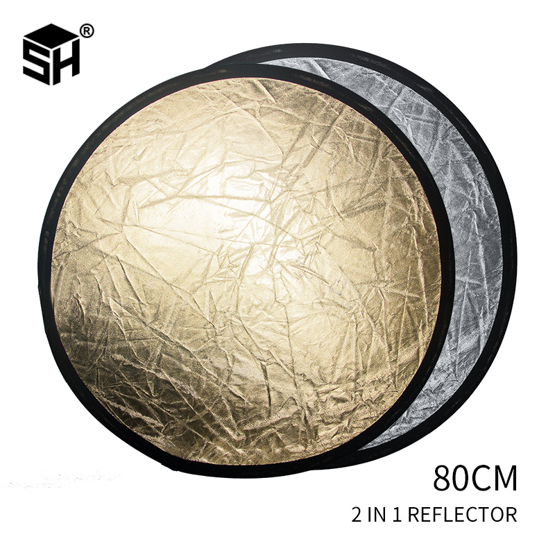 78CM 2 in 1 Reflector Round Flash Photo Studio Collapsible Light Reflector Gold Silver Photography Reflector