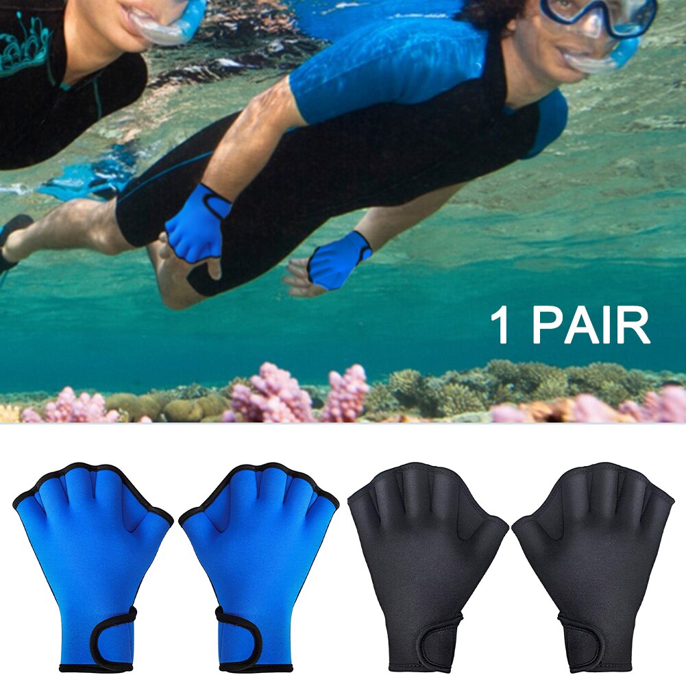 1 Pair Diving Swimming Gloves Aquatic Fitness Water Resistance Aqua Fit Paddle Training Fingerless Gloves