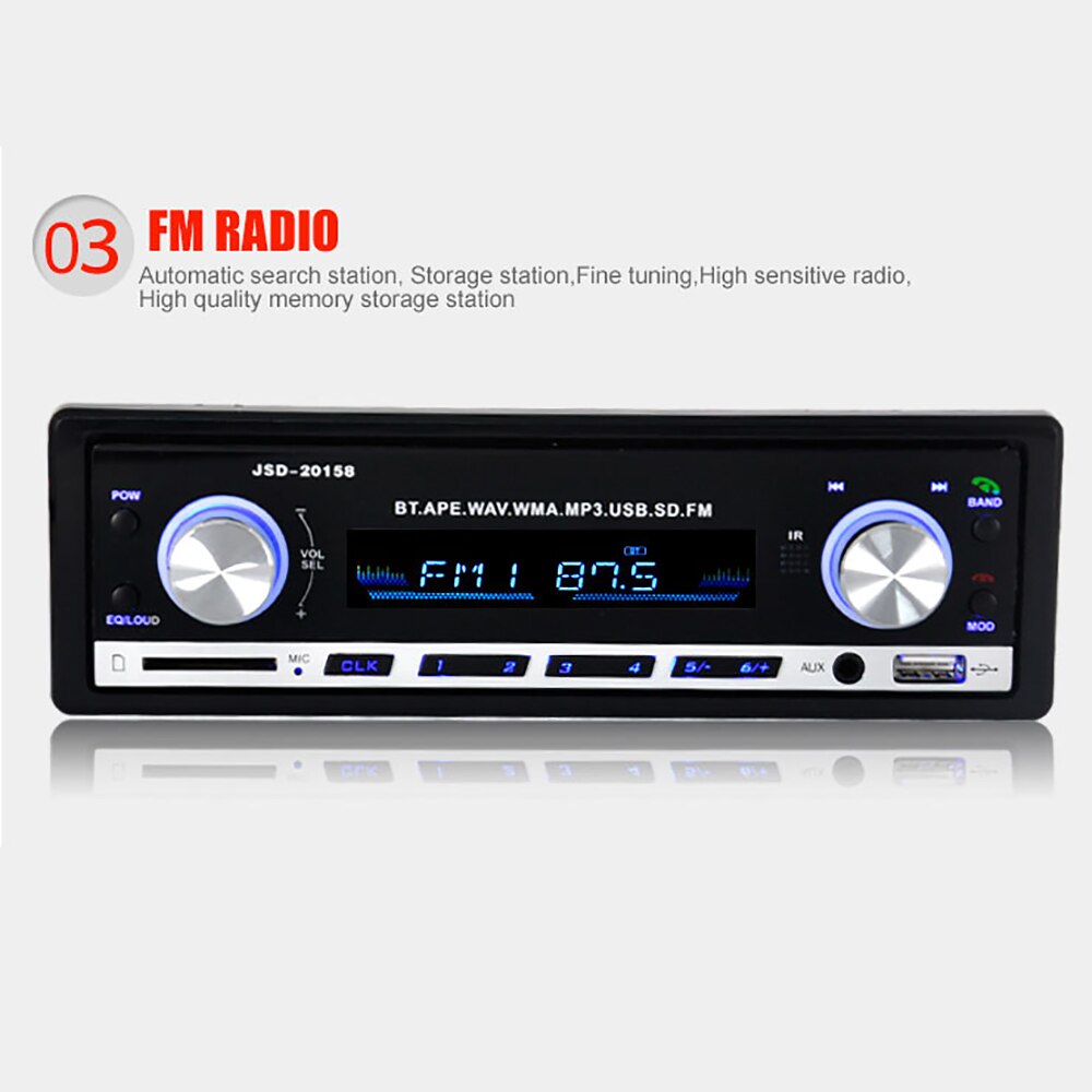 Reproductor Digital estéreo de Radio para coche, con Bluetooth, reproductor MP3 para coche, Radio FM, estéreo, Audio, música, USB/SD con entrada AUX para tablero