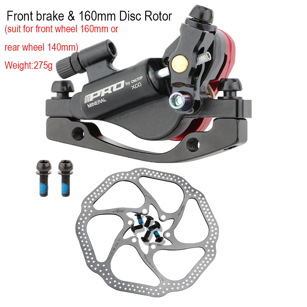 Freno mecánico de doble cara para bicicleta de montaña, pinza de presión de aceite, delantera y trasera, aleación de aluminio de alta resistencia: Borgoña