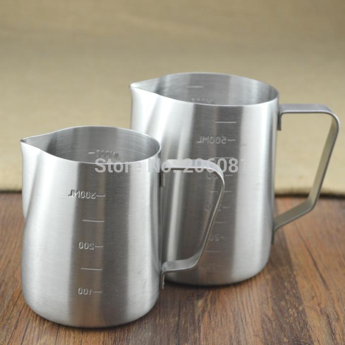 Rvs melkkan melk cup Melk Schuimen Kruik/melk pitcher/melk jar met schaal (350 ML)