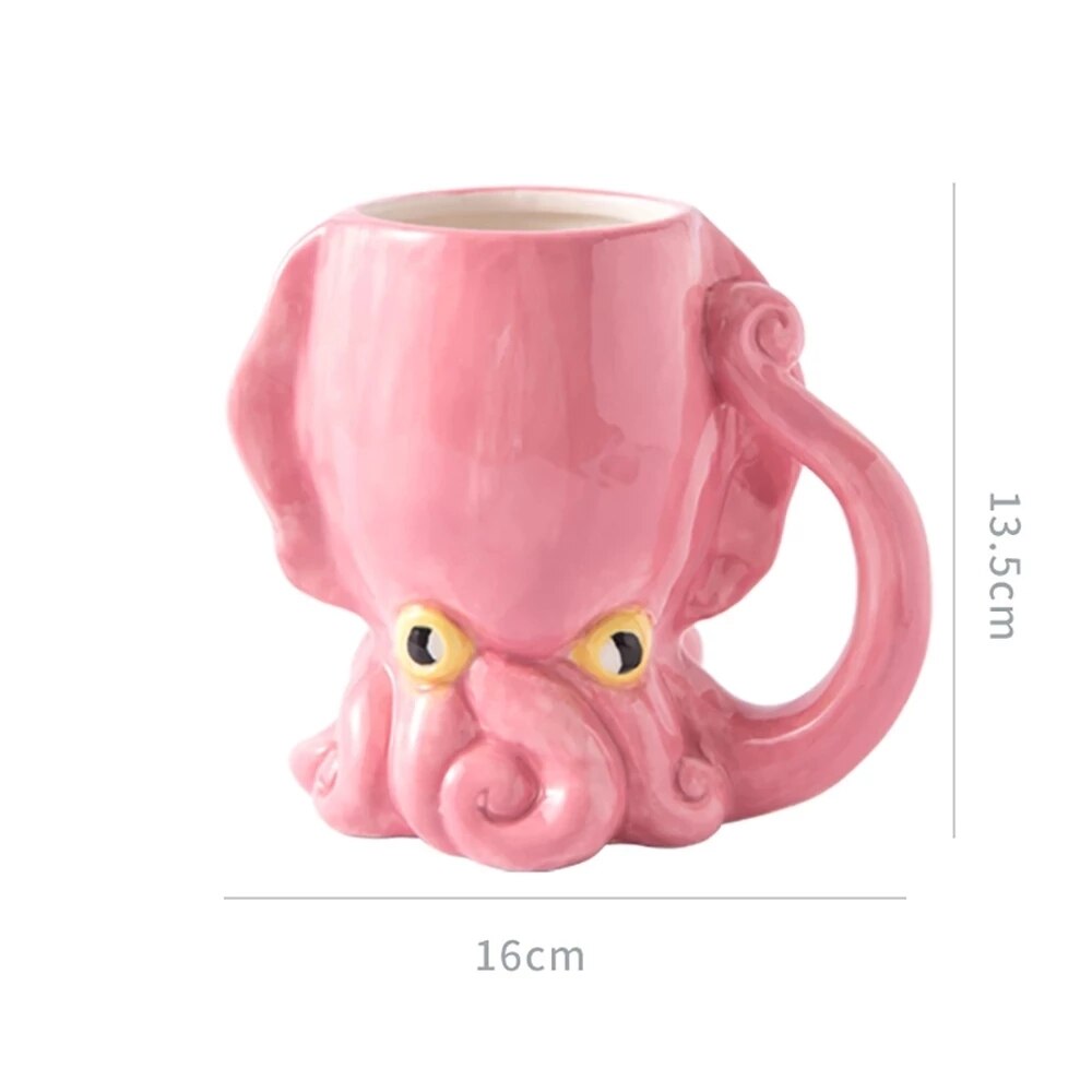 Grappige Roze Octopus Keramische Mok Koffie Met Tentakel Handvat, Craft 3D Koffie Mokken, unieke Voor Vrienden,
