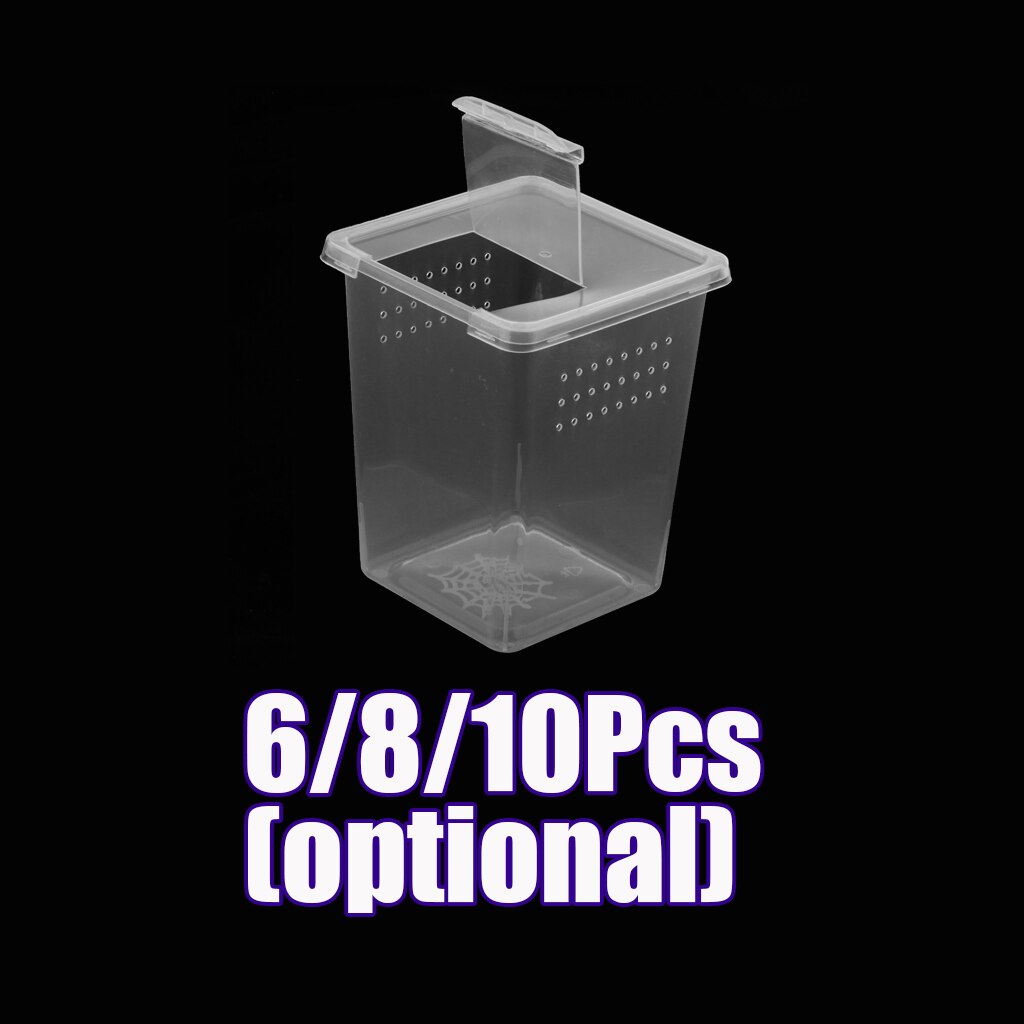 6/8/10Pcs Clear Plastic Reptile Insect Spider Habitat Feeding Box Container Hatching Tank Reptile Tank Habitat Case DURABLE