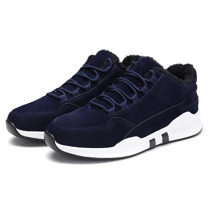 Vinter menn fritidssko i bomull varme joggesko utendørs med fløyelssko mannlige komfortable zapatillas hombre: Blå / 42