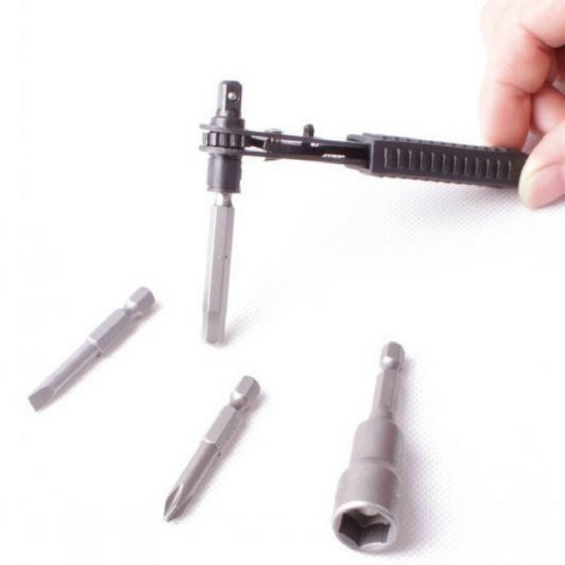 6.35cm Socket Black Mini 1/4" Ratchet Wrench Screwdriver Socket Wrench Rods Quick Release Hand Tools Rini Ratchet