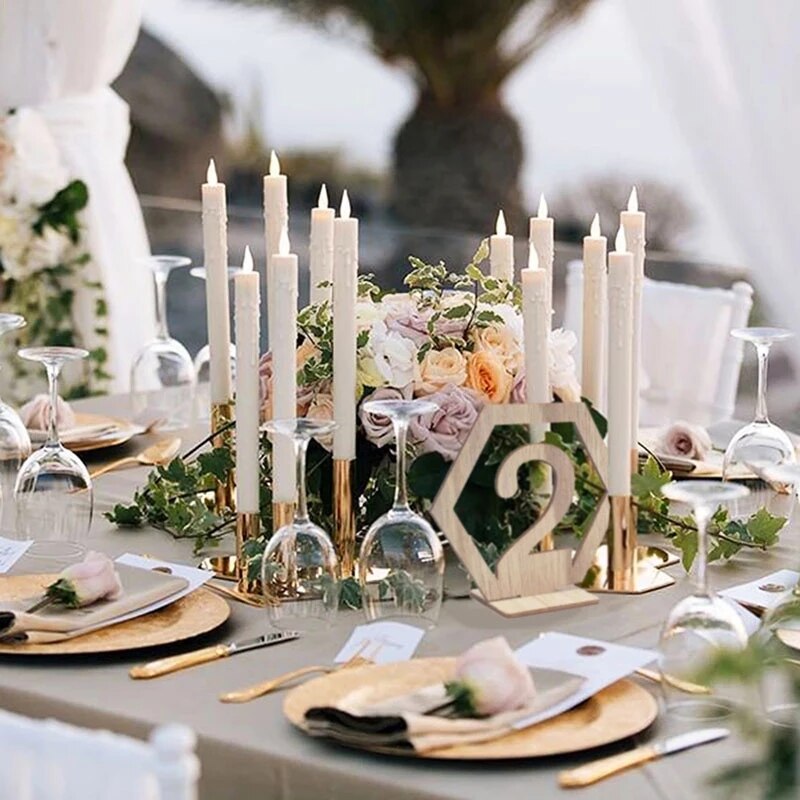 Letrero de madera con número para mesa, soporte hexagonal para tarjeta, boda rústica, compromiso, suministros de decoración para eventos y fiestas, 10 piezas