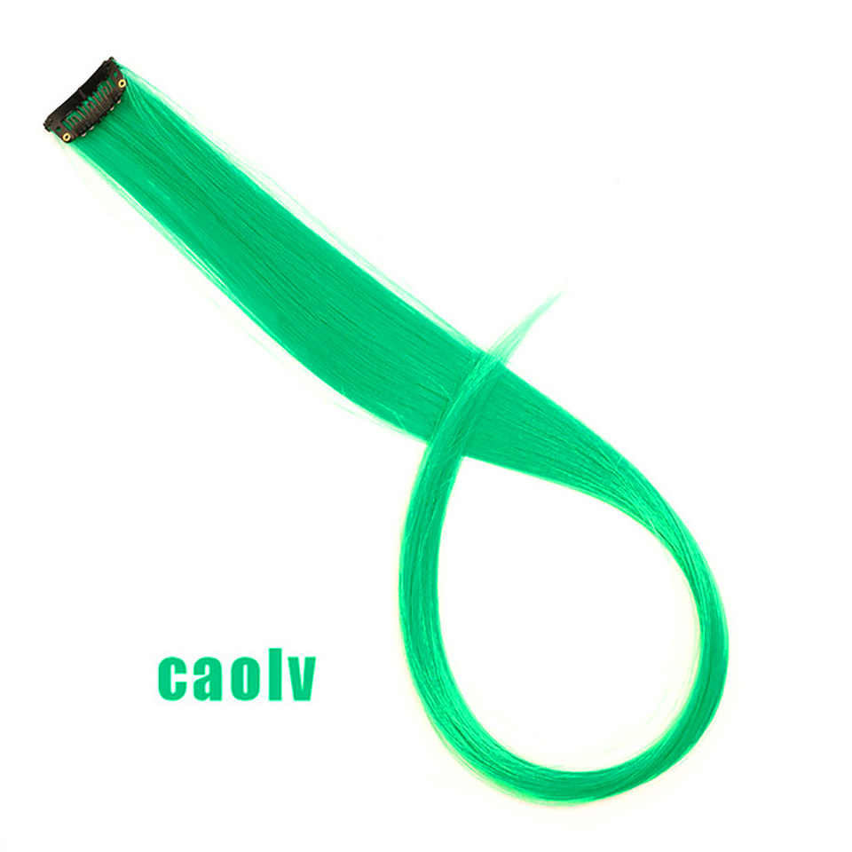 Wszystkie długie proste włosy spinka robić przedłużania włosów w podświetleniu tęczowe włosy smuga różbyć winnym syntetyczne pasma włosów na klipsach: # 1b