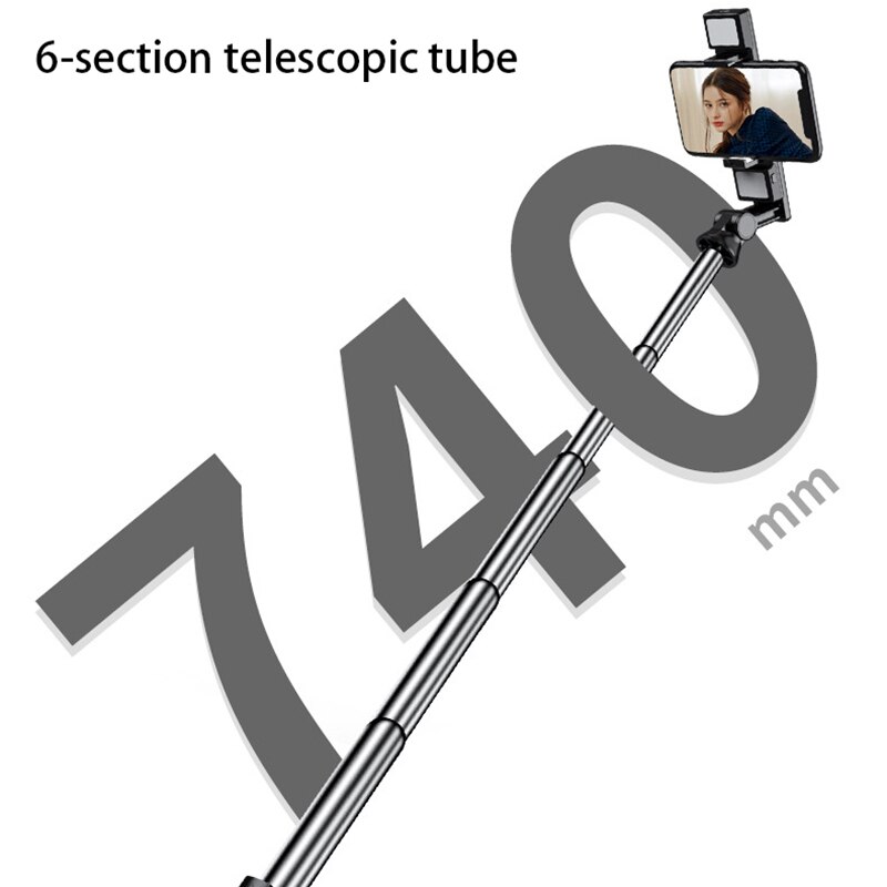 Selfie-stick-stativ mit bluetooth-fernbedienung und fülllicht, tragbarer, ausziehbarer verlängerungsständer