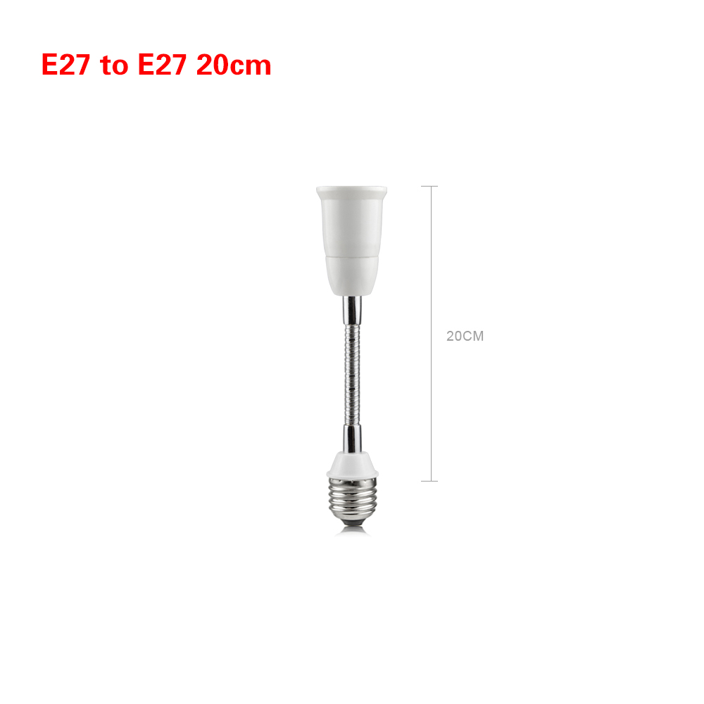 16CM 20CM 30CM 35CM 50CM 60CM E27 To E27 Lamp Holder Flexible Extension Adapter Socket 110V-220V LED Bulb Light Converters: 20CM