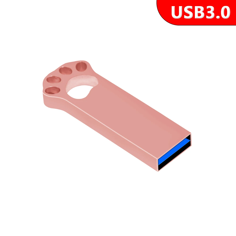 Pendrive USB 3.0 Metalowy - 8GB do 128GB - Uroczy Design Łapki Kota - Pamięć: Zielony / 128 GB