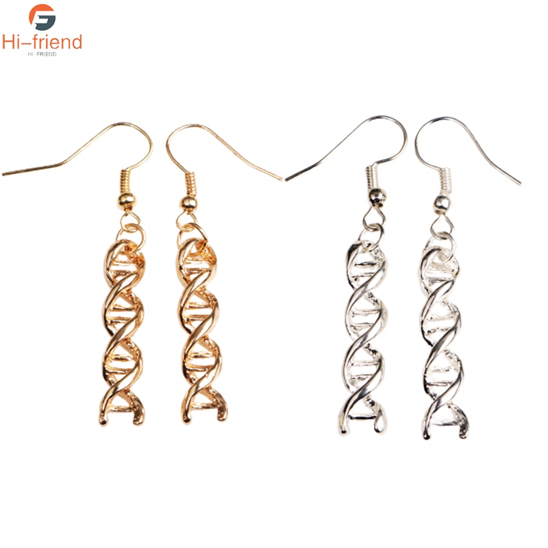 Jewelry Gold DNA Earrings Chemical Formula DNA Molecular Earrings Women&amp;Girls brincos