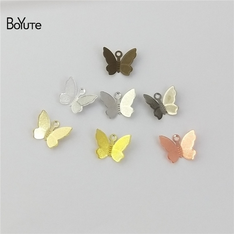 BoYuTe 100Pcs 11*13MM Schmetterling Charms Diy Hand Made Metall Messing Zubehör Teile für Haar Schmuck Machen