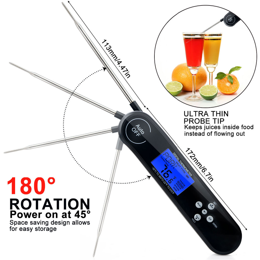 Digital Food Cooking Thermocouple BBQ Thermometer Ultra Fast Instant Read Meat Thermometer with Touchable Button Kitchen BBQ