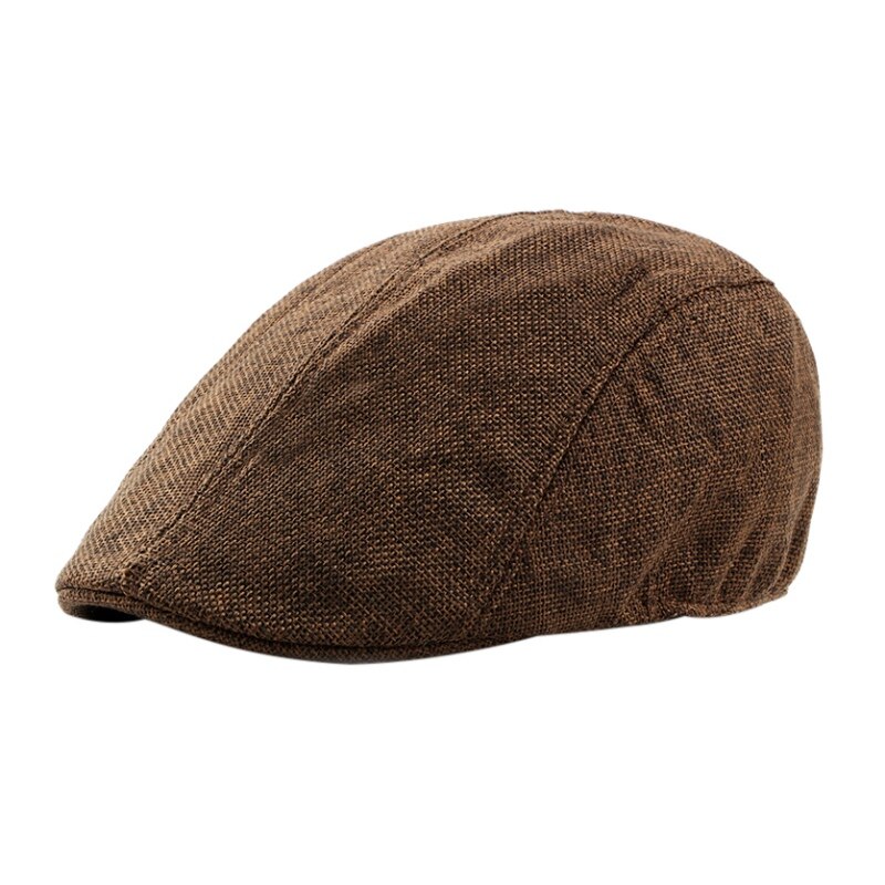Baret sommerhat simpel light board kasket kvindelig england ensfarvet åndbar mesh fremad cap: Kaffe