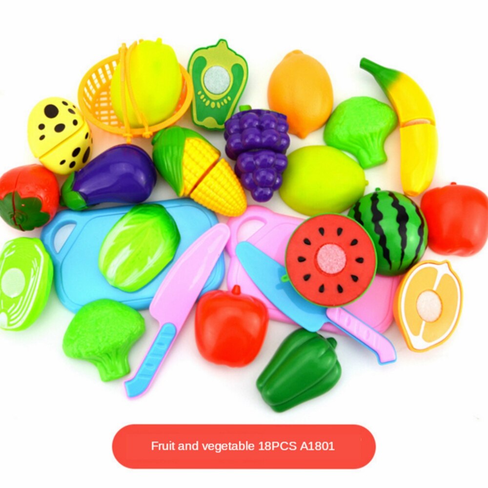 Pretend Play Plastic Food Toy Cutting Fruit Vegetable Food Pretend Play Children Toys For Kids Educational Toys: 18pcs