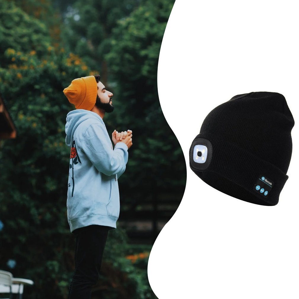 Winter Beanie Hat Wireless Smart Cap Headphone Headset with LED Light Handfree Music Headphone Earphones for