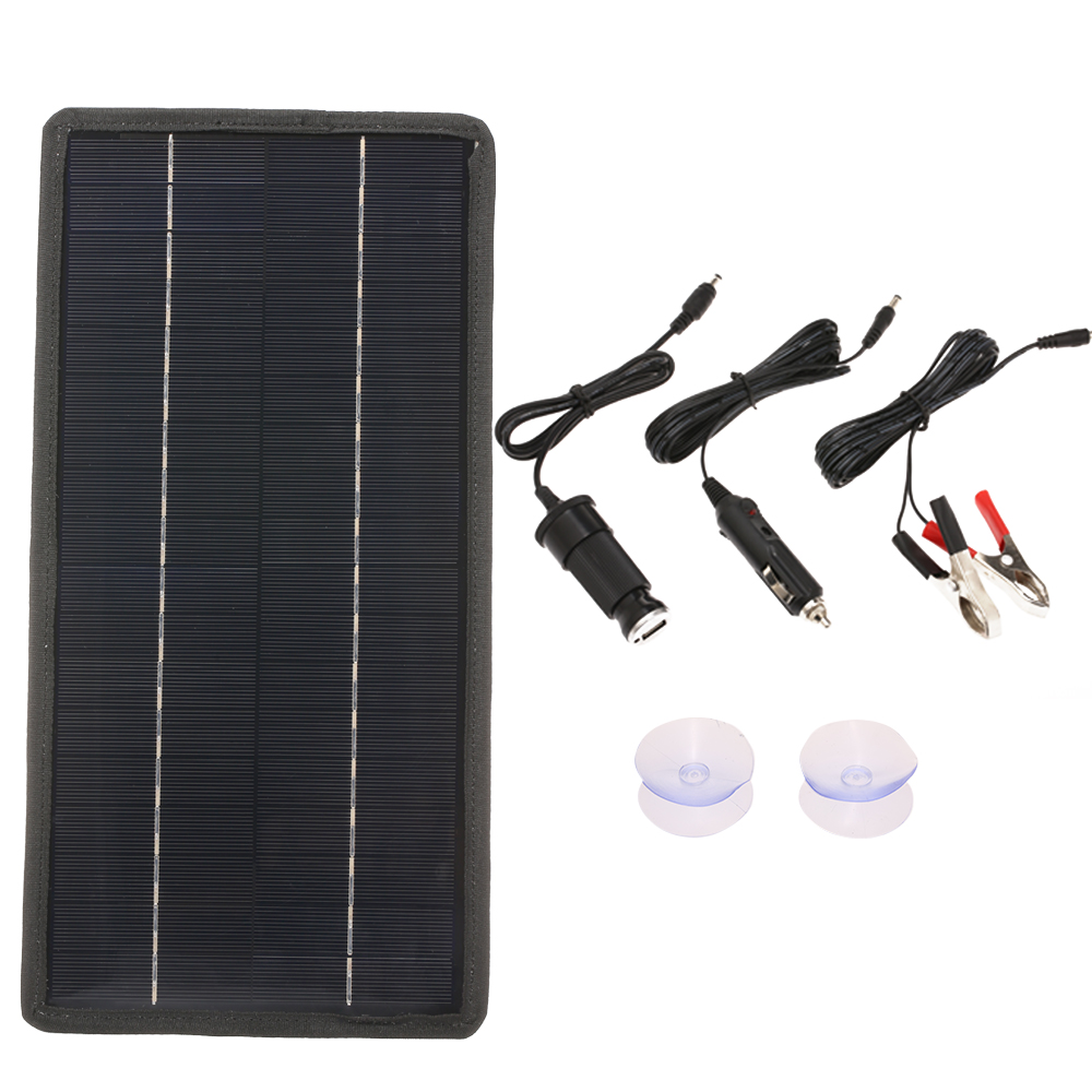 12V Solar Car Battery Charger Portable Monocrystalline Silicon Solar Power Panel Backup Trickle Charging For Motorcycle Boat